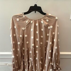 Impressions Tan Polka Dot Top